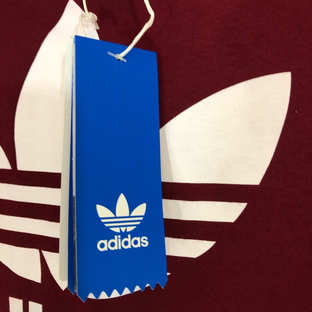 NWT maroon Adidas trefoil hoodie - Picture 4 of 8